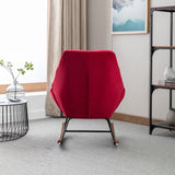 Tufted Upholstered Padded Seat Rocking Chair-Velvet Red