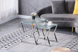 Nesting End Table Set of 2 Glass Table Set for Living Room