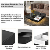 ON-TREND Modern Minimalist Design Square Coffee Table and Plug-in 16-color LED Strip Lights Remote Control for Living Room