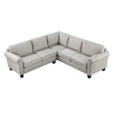 Orisfur. Mid-Century Sectional Corner Sofa L-shape Couch with Scroll Arms & Rivet Ornament for Large Space Dorm Apartment