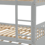 Full Over Full Bunk Bed with Trundle, Convertible to 2 Full Size Platform Bed
