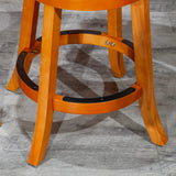 24" Counter Stool, Natural Finish, Saddle Leather Seat