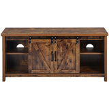 TV Stand，Barn door modern &farmhousewood entertainment center，  Console for Media,removable door panel & living room with for tvs up to 60'',BARNWOOD/BLACK