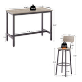 Bar Table Set with 4 Bar stools PU Soft seat with backrest