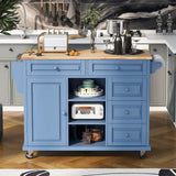 kitchen cart with Rubber wood desktop rolling mobile kitchen island with storage