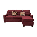 Red Sectional Sofa & 2 Pillows in Red Linen
