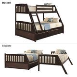 Solid Wood Twin Over Full Bunk Bed with Two Storage Drawers