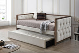 Beige Stylish Daybed with Trundle 1pc Solid Wood Frame