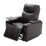 Power Motion Recliner with USB Charging Port and Hidden Arm Storage 2 Convenient Cup Holders Design and 360° Swivel Tray Table,Black（旧PP198292AAB）