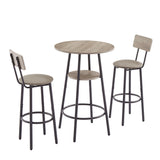 JHX Bar Table Set with 2 Bar stools PU Soft seat with backrest
