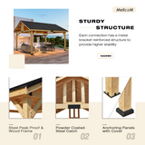 13x16 FT,Large shelf wood pergola .Solid Wood Gazebo with Waterproof Asphalt Roof, Outdoor Permanent Hardtop Gazebo Canopy for Patio, Garden, Backyard