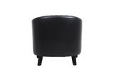 COOLMORE accent Barrel chair living room chair with nailheads and solid wood legs  Black  pu leather