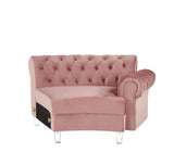 Pink Sectional Sofa w/7 Pillows, Pink Velvet