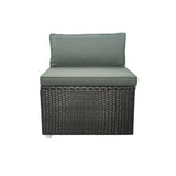 6 Pieces PE Rattan sectional Outdoor Furniture Cushioned  Sofa set Black