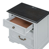 Nightstand with 3 Drawers and USB Charging Ports
