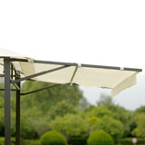 Iron Double Tiered Backyard Patio BBQ Grill Gazebo with Bar Counters, Beige