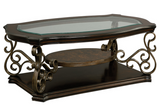 Cocktail Table, Glass table top, MDF W/marble paper middle shelf, powder coat finish metal legs.
