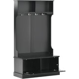 Hall Tree with 4 Hooks, Coat Hanger, Entryway Bench, Storage Bench, 3-in-1 Design, for Livingroom, Hallway (BLACK)