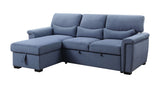 Blue Reversible Storage Sleeper Sectional Sofa, Blue Fabric