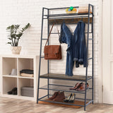 Coat Rack Entryway Organizer/ Hall Tree with Bench, Shoe Storage and Multiple Coat Hooks