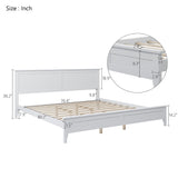 White Solid Wood 3 Pieces King Bedroom Sets (King Bed + end table +dresser)