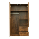 Tall Walnut wardrobe and kitchen cabinet with 2 doors, 2 drawers and 5 storage spaces
