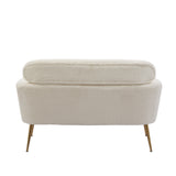 Ivory Modern Two-Seater Sofa With 2 Throw Pillows Gold Metal Legs