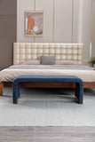 New Boucle Fabric Loveseat Ottoman Footstool Bedroom Bench Shoe Bench With Gold Metal Legs,Dark Blue