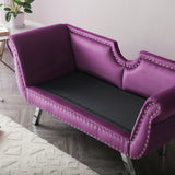 Purple Velvet Upholstered Loveseat