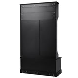 Hall Tree Entryway Bench with Shelves Cabinet and Four Hooks, 3-in-1 Design, Black