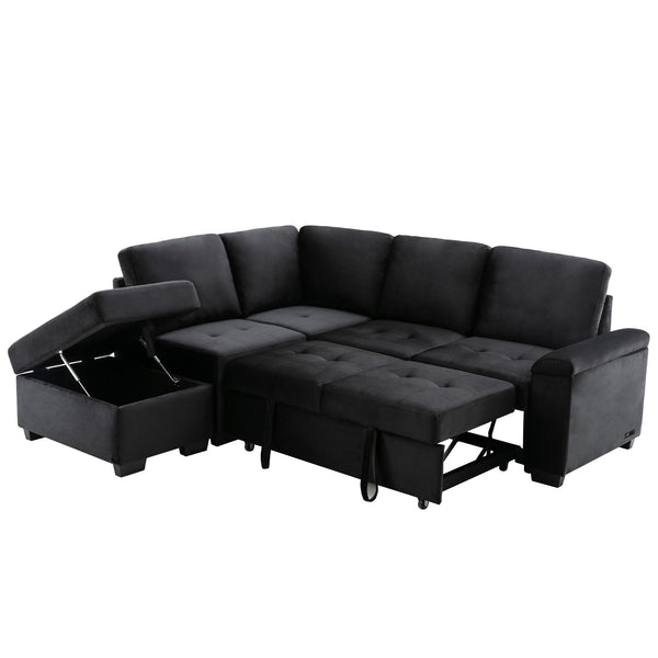 Black Sleeper Sectional Sofa