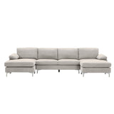 RELAX LOUNGE Convertible Sectional Sofa Light Grey Fabric