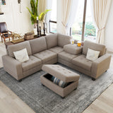 Sectional Corner Sofa L-shape with Storage Ottoman