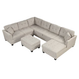121.3" Oversized Sectional Sofa with Storage Ottoman, U Shaped Sectional Couch with 2 Throw Pillows  for Large Space Dorm Apartment.