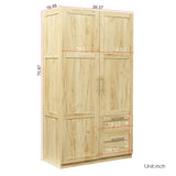 Tall wardrobe cabinet with 2 doors, 2 drawers and 5 storage spaces - Oak