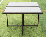 Patio Dining Set Outdoor Space Saving Rattan Chairs with Glass Table Patio Furniture Sets Cushioned Seating and Back Sectional Conversation Set