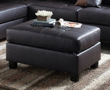 Contemporary Sectional Sofa Espresso Faux Leather Tufted Reversible 3pc Sectional Sofa L/R Chaise Ottoman Living Room Furniture