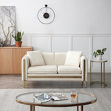 Beige Velvet Loveseat Sofa 2 Seater Couch with Removable Cushions