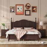 Queen 3-Piece Bedroom Set Wood Platform Bed