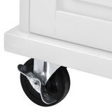 K&K kitchen cart with Rubber wood desktop rolling mobile kitchen island with storage and 5 draws