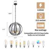 Modern American spherical chandelier -4 bulbs -E12 lamp holder