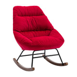 Tufted Upholstered Padded Seat Rocking Chair-Velvet Red