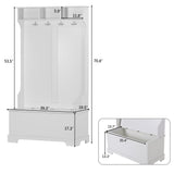 Hall Tree with 4 Hooks and Hinged Lid, Coat Hanger, Entryway Bench, Storage Bench
