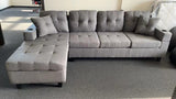 MEGA sectional sofa left with footrest, convertible corner sofa with armrest storage, sectional sofa for living room and apartment, chaise longue left (grey)