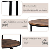 ON-TREND Round Coffee Table with Caster Wheels and Wood Textured Surface