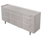 Modern Style Manufactured Wood 9-Drawer Dresser with Solid Wood Legs, Stone Gray