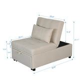 Folding Ottoman, Sofa Bed, Chair（Beige）