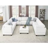 U shape Modular Sectional Sofa，DIY Combination，includes Seven Single Chair， Four Corner and One Ottoman，Ivory