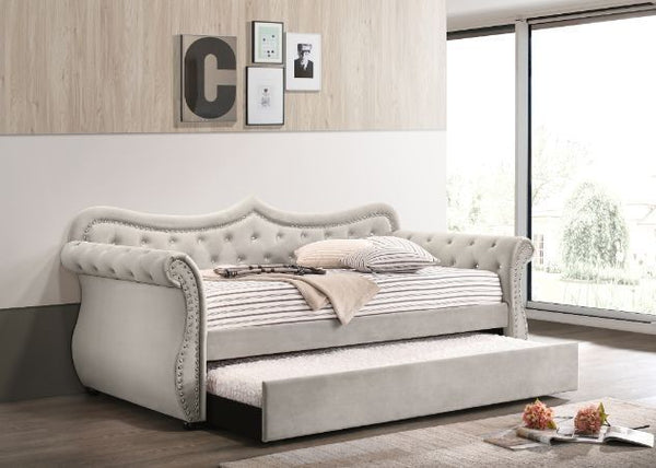 Daybed & Trundle, Beige Fabric