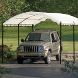 TOPMAX Outdoor Patio 13ft.Lx10ft.W Iron Carport Shelter Garage Tent, Garden Storage Shed with Anchor Kit, White